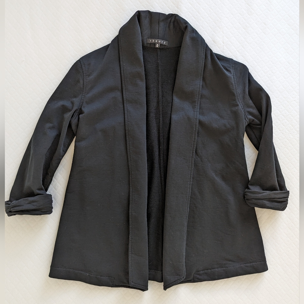 Theory Draped Open-Front Jacket Cardigan, Cotton … - image 3